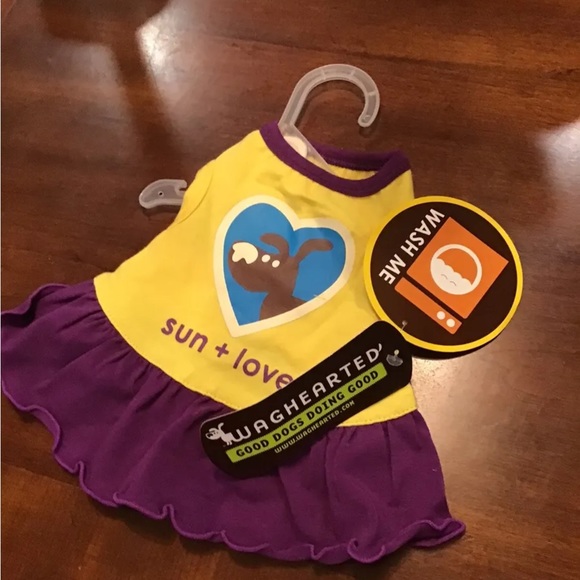 NWT Sz XXS Purple Yellow Sun+Love beach Sleeveless Dress Dog Clothing Waghearted - Picture 1 of 9